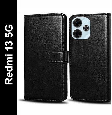 Wynhard Flip Cover for Redmi 13 5G(Black, Grip Case, Pack of: 1)