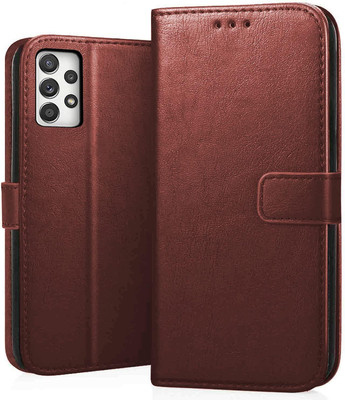 SUCH Flip Cover for Samsung Galaxy A52s 5G leather flip (Brown, Shock Proof, Pack of: 1)(Brown, Cases with Holder)