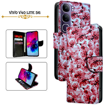 Cutemart Flip Cover for Vivo V40 Lite 5G(Red, Pack of: 1)