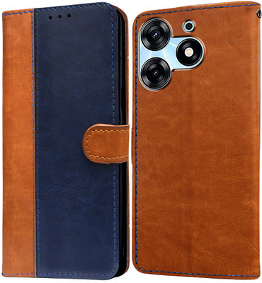 Casotec Flip Cover for Tecno Spark 10 Pro 5G(Brown, Pack of: 1)