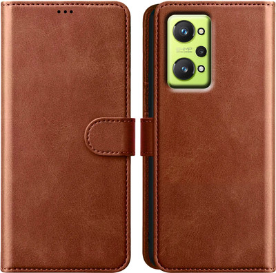 Xester Flip Cover for REALME GT NEO 2 |Vegan PU Leather |Foldable Stand & Pocket |Magnetic Closure(Brown, Dual Protection, Pack of: 1)