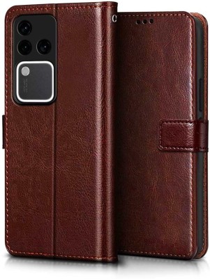YoZoo Flip Cover for Vivo V30 / V30 Pro 5G |PU Artificial Leather Finish | 360 Protection|Wallet & Stand(Brown, Dual Protection, Pack of: 1)