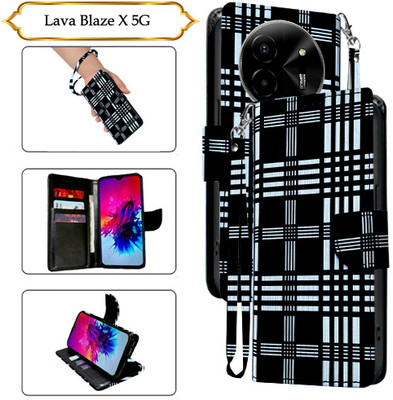 Asmart Flip Cover for Lava Blaze X 5G(Black, Pack of: 1)