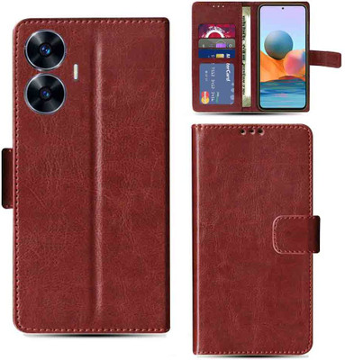 Kalua Mall Flip Cover for REALME NARZO N55 phone flip cover | Realme RMX3710 phone flip cover | Brown(Brown, Magnetic Case, Pack of: 1)