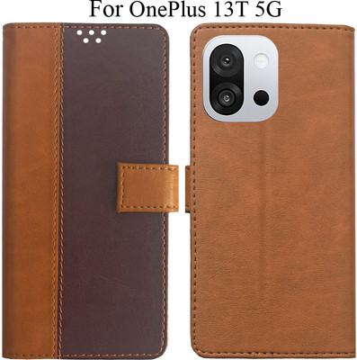 MAXSHOPY Flip Cover for OnePlus 13T 5G(Brown, Magnetic Case)