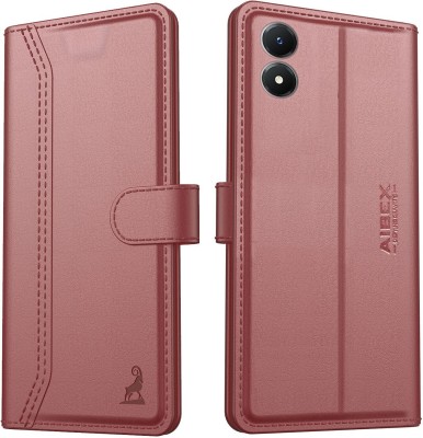 AIBEX Flip Cover for Vivo Y02s|Vegan PU Leather |Foldable Stand & Pocket |Magnetic Closure(Brown, Cases with Holder, Pack of: 1)