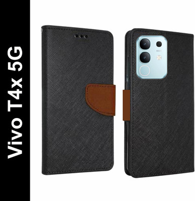Wristlet Flip Cover for vivo T4x 5G, Vivo Y31 Pro 5G(Brown, Cases with Holder, Silicon, Pack of: 1)