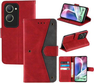 GLADLY Flip Cover for Vivo Y28s 5G, Vivo Y28e 5G, Vivo T3 Lite 5G(Red, Shock Proof, Pack of: 1)