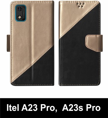 Telecase Flip Cover for Itel A23 Pro Multi(Black, Shock Proof, Pack of: 1)