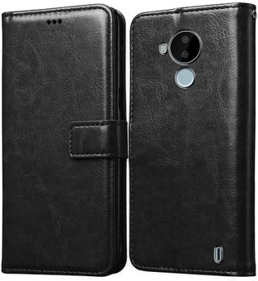 AKSP Flip Cover for Leather Finish Inside TPU Nokia C30(Black, Magnetic Case, Pack of: 1)
