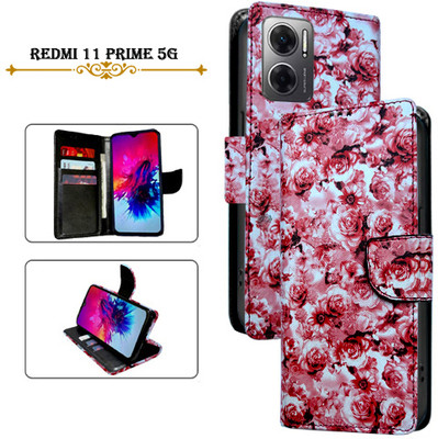 Cutemart Flip Cover for Redmi 11 Prime 5G(Red, Pack of: 1)
