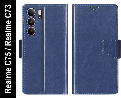SBMS Flip Cover for Realme C75 5G / Realme C73 5G Back Cover Case with Magnatic Closure(Blue, Shock Proof, Pack of: 1)