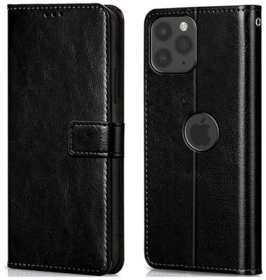AKSP Flip Cover for Apple iphone 12 Pro Leather Finish(Black, Magnetic Case, Pack of: 1)