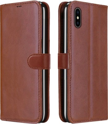 Frazil Flip Cover for Apple iPhone XS Max(Brown, Grip Case, Pack of: 1)