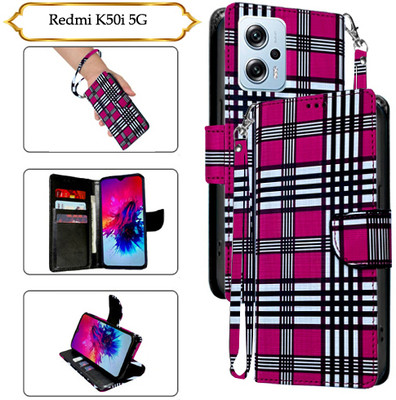 SALGO Flip Cover for Redmi K50i 5G(Pink, Pack of: 1)