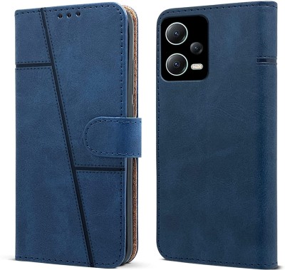 spaziogold Flip Cover for Redmi Note 12 5G(Premium Leather Material | 360-Degree Protection | Card Slots and Wallet)(Blue, Dual Protection, Pack of: 1)