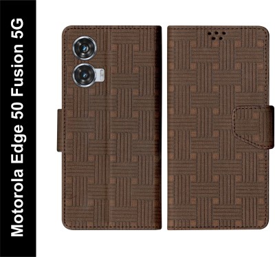 Telecase Flip Cover for Motorola Moto Edge 50 Fusion 5G(Brown, Shock Proof, Pack of: 1)