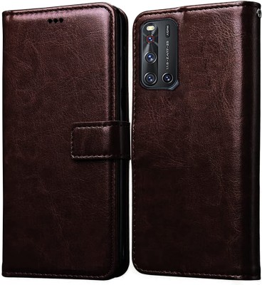 Trending Today Wallet Case Cover for Vivo V19, Limited Edition Premium Business Series Flip Back Cover Case, Coffee(Brown, Magnetic Case, Pack of: 1)