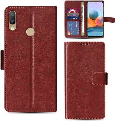 Kalua Mall Flip Cover for Tecno Camon I Air 2 plus phone flip cover | Tecno ID3K phone flip cover | Brown(Brown, Magnetic Case, Pack of: 1)