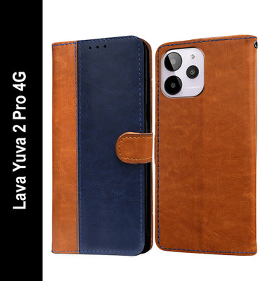 Casotec Flip Cover for Lava Yuva 2 Pro 4G(Blue, Pack of: 1)