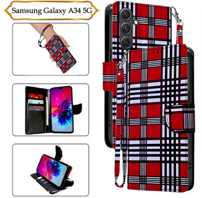 PARGO Flip Cover for Samsung Galaxy A34 5G(Red, Pack of: 1)