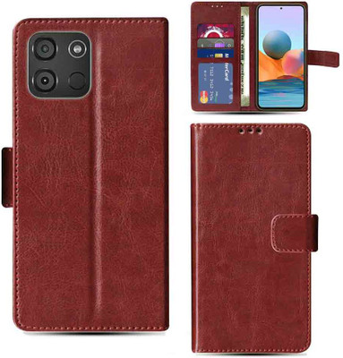Kalua Mall Flip Cover for Itel A60 phone flip cover | Itel A662L phone flip cover | Brown(Brown, Magnetic Case, Pack of: 1)