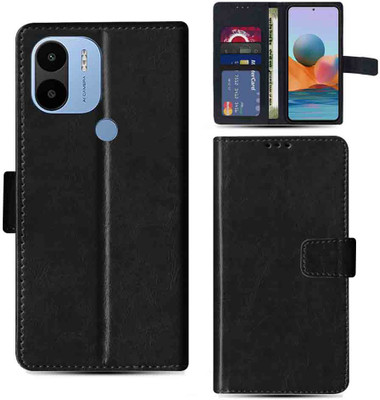 Kalua Mall Flip Cover for Poco C50 pouch cover | Poco MZB0D3DIN pouch cover | Black(Black, Magnetic Case, Pack of: 1)