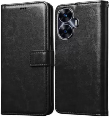 PPSACCESSORIES Flip Cover for Realme C55 4G, Reame Narzo N55 4G black(Black, Cases with Holder, Pack of: 1)