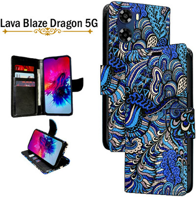 Cutemart Flip Cover for Lava Blaze Dragon 5G(Blue, Pack of: 1)
