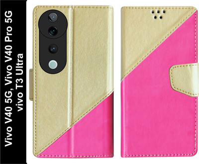 SBMS Flip Cover for Vivo V40 Pro 5G / Vivo V40 5G / Vivo T3 Ultra 5G Back Cover Case with Magnatic Closure(Pink, Shock Proof, Pack of: 1)