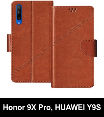 SBMS Flip Cover for Honor 9X Pro, HUAWEI Y9S(Brown, Shock Proof, Pack of: 1)