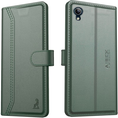 AIBEX Flip Cover for Vivo Y91i / Vivo Y90 / Vivo 1s|Vegan PU Leather |Foldable Stand & Pocket(Green, Cases with Holder, Pack of: 1)