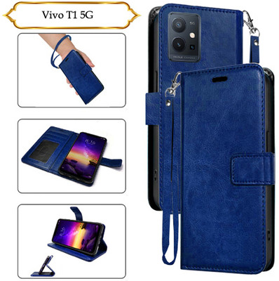 SALGO Flip Cover for Vivo T1 5G(Blue, Pack of: 1)