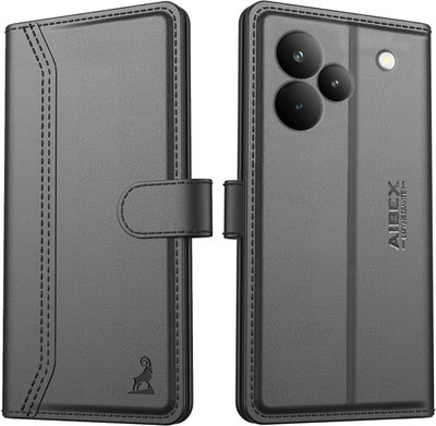AIBEX Flip Cover for Realme P4 5G| Premium Leather Finish | Magnetic Closure | Kickstand Feature(Black, Magnetic Case, Pack of: 1)