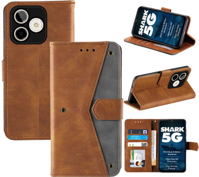 Autofocus Flip Cover for Lava Shark 5G(Brown, Camera Bump Protector, Pack of: 1)