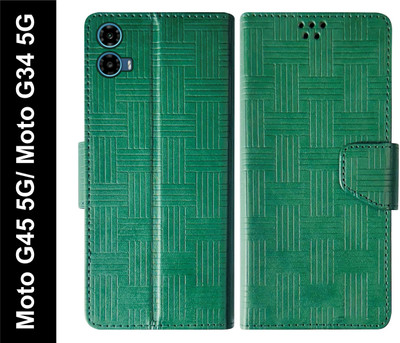 SBMS Flip Cover for Motorola Moto G45 5G / Moto G34 5G Back Cover Case with Magnatic Closure | Inbuilt Stand(Green, Shock Proof, Pack of: 1)