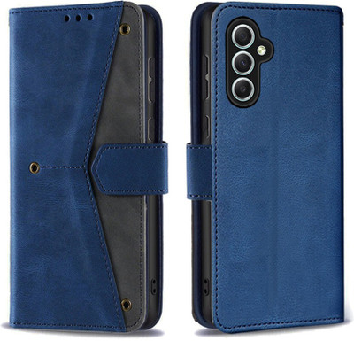 Aarov Flip Cover for Samsung Galaxy A34 5G(Blue, Dual Protection)
