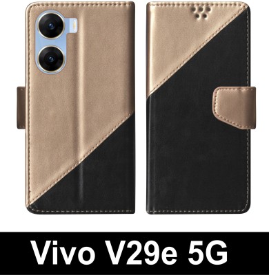 SBMS Flip Cover for Vivo V29e 5G(Black, Gold, Shock Proof, Pack of: 1)