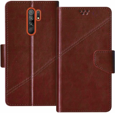 Telecase Flip Cover for Mi Redmi 9 Prime(Brown, Shock Proof, Pack of: 1)