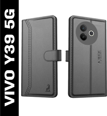 AIBEX Flip Cover for Vivo Y39 5G|Premium Leather Finish | Magnetic Closure | Kickstand Feature | Shockproof(Black, Magnetic Case, Pack of: 1)