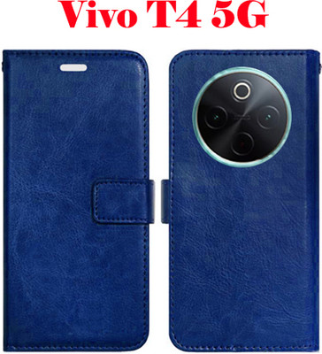 Realgo Flip Cover for Vivo T4 5G(Blue, Pack of: 1)