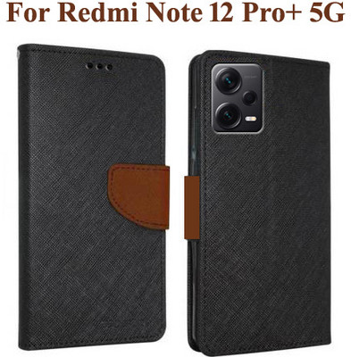 Mehsoos Flip Cover for Redmi Note 12 Pro+ 5G, Redmi Note 12 Pro Plus 5G(Brown, Dual Protection, Pack of: 1)