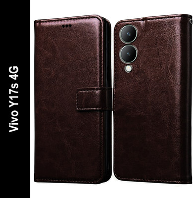 Casotec Flip Cover for Vivo Y17s 4G(Brown, Pack of: 1)