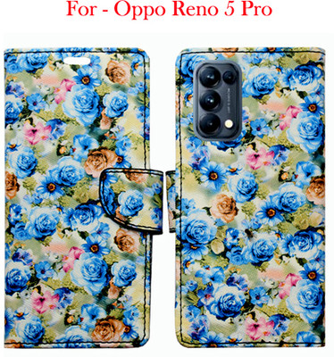 Toklot Flip Cover for Oppo Reno 5 Pro(Blue, Pack of: 1)