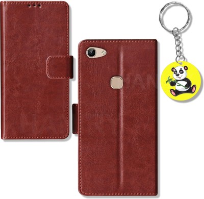 HANIRY Flip Cover for Vivo Y81i flip cover | 1732 flip cover | free Panda Keychain | Black(Brown, Magnetic Case, Pack of: 1)