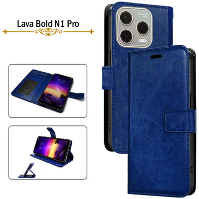 Hpa Flip Cover for Lava Bold N1 Pro(Blue, Pack of: 1)