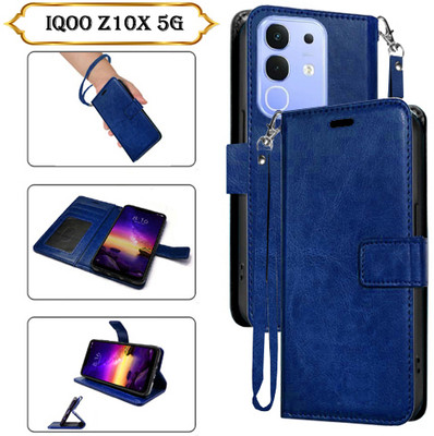 Asmart Flip Cover for iQOO Z10x 5G(Blue, Pack of: 1)