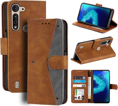 Unistuff Flip Cover for Moto G8 Power Lite(Brown, Camera Bump Protector, Pack of: 1)