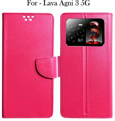 Toklot Flip Cover for Lava Agni 3 5G(Pink, Pack of: 1)