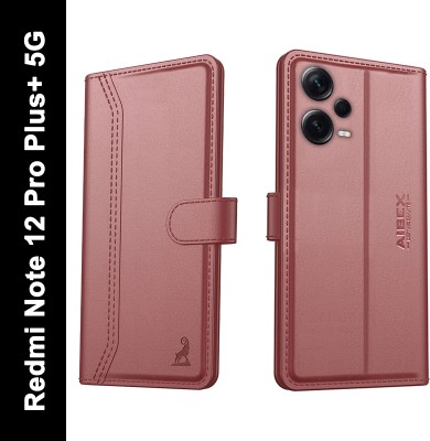 AIBEX Flip Cover for Xiaomi Redmi Note 12 Pro Plus|Vegan PU Leather |Foldable Stand & Pocket |Magnetic Closure(Brown, Cases with Holder, Pack of: 1)